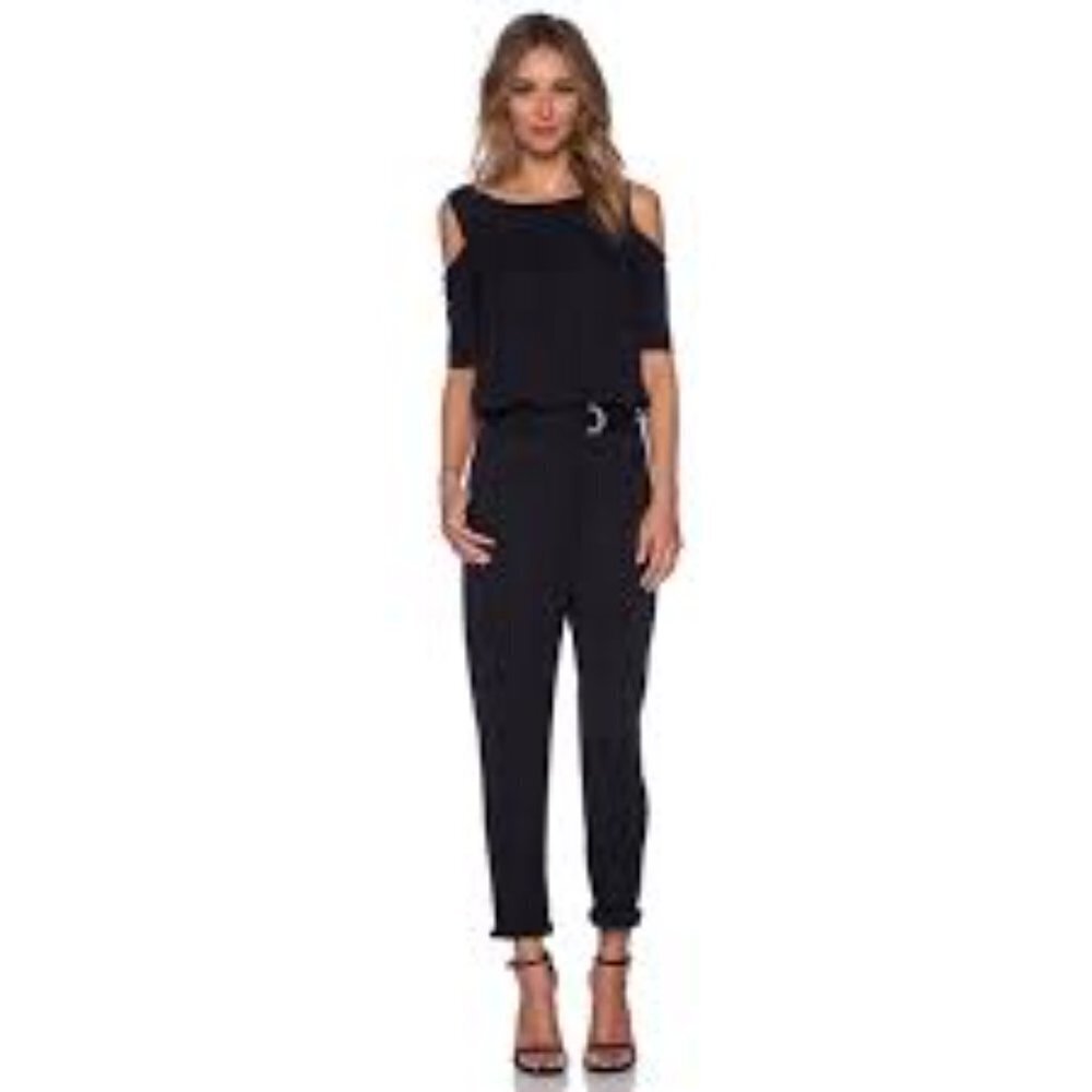 Bailey 44 Women's Black Cold Shoulder Belted Jumpsuit - XS